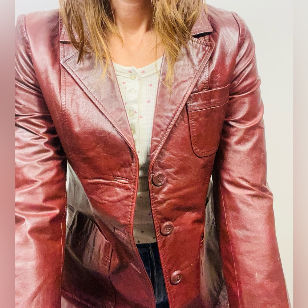 Vintage Berman’s Oxblood Leather Blazer — Size L - Picture 16 of 16